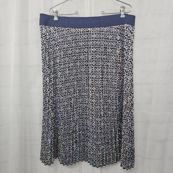 LuLaRoe Purple Holographic Geometric Pleated Skirt Boho Iridescent 3XL - Picture 1 of 9
